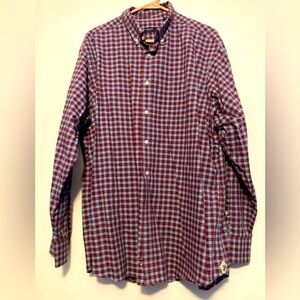 Cremieux Mens SZ XL 100% Cotton long sleeve Red and lite blue button down shirt